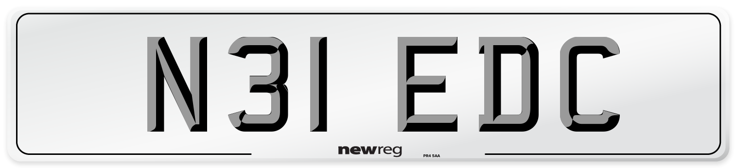 N31 EDC Number Plate from New Reg